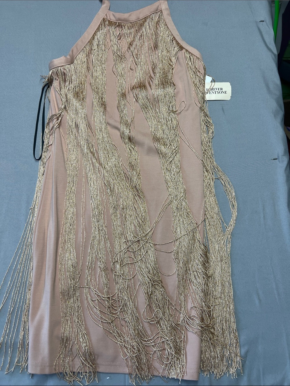Forever 21 Blush Pink Halter Fringe Mini Dress